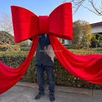Décorations pour fêtes de mariage, tissu satiné brillant, nœud géant en velours rouge, bol rose pour Noël
