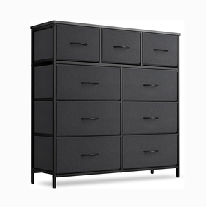 Cómoda de tela premium de 9 cajones con tapa de madera y estructura metálica resistente para organización de dormitorio y armario - Product Image 1