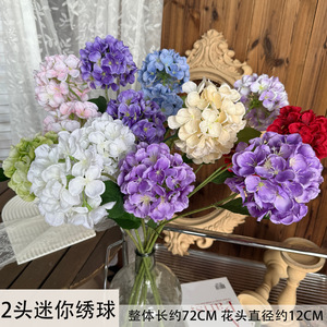 ดอกไฮเดรนเยียประดิษฐ์ Jinxi 2 หัว ดอกไม้ผ้าไหมขนาดเล็ก สำหรับตกแต่งงานแต่งงาน ศิลปะการจัดดอกไม้ - Product Image 5