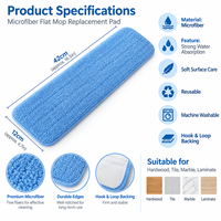 Tête de balai plat en microfibre super absorbante et durable, double usage, pour balai magique humide/sec, compatible avec les poignées en aluminium ou en plastique