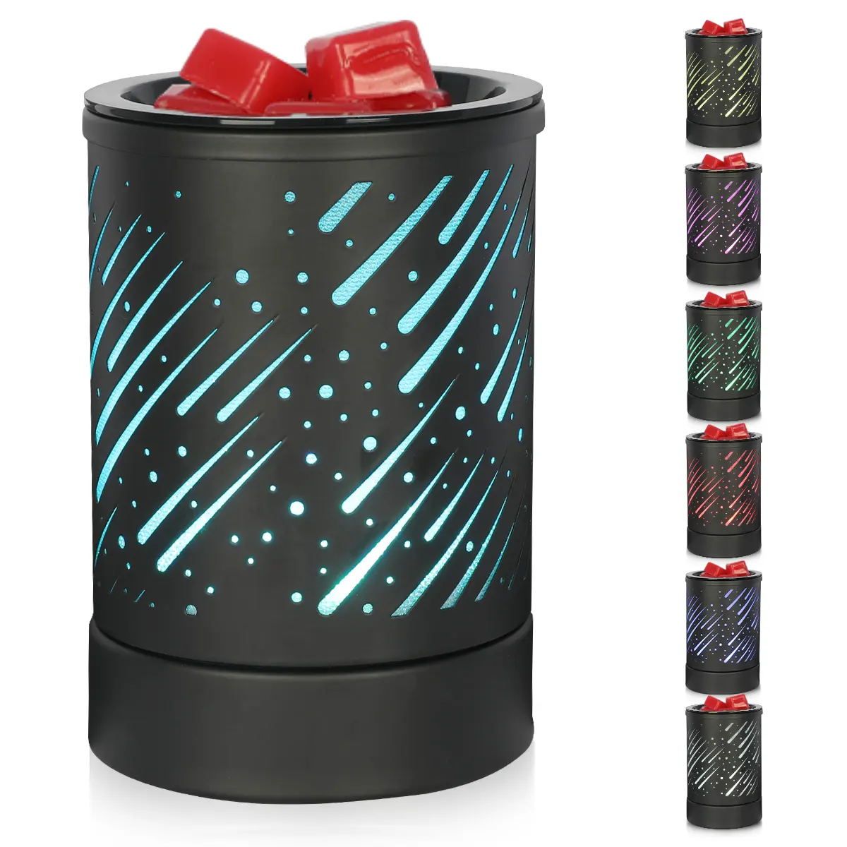Black Metal romantic meteor pattern electric wax melt warmer for scented wax fragrance lamp for sleeping study office
