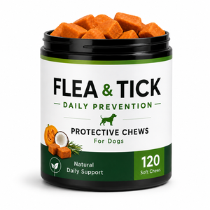 Complément de soutien contre les puces <span class=keywords><strong>et</strong></span> les tiques pour chiens, à base d'ingrédients naturels, protection contre les démangeaisons cutanées, pour chats <span class=keywords><strong>et</strong></span> chiens, défense extérieure, comprimés à mâcher souples - Product Image 1