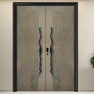 Puerta exterior de aluminio para entrada de Casa moderna, seguridad antirrobo, doble entrada frontal para sala de estar, puertas dobles de entrada frontal para - Product Image 1