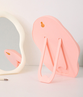 Support rose mignon de qualité supérieure sur la table petit miroir de maquillage vanité miroir de maquillage compact décoratif pour les filles