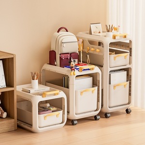 Multi Functional Student <b>Storage</b> <b>Cart</b> With Wheels 3 Layers Easy Cleaning Office Organizer For Desk Book Rack Household Use - Product Image 2