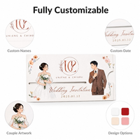 Tarjeta de Invitación de Boda Personalizada con Diseño de Boleto Desplegable, con Estampado en Dorado, Papel de 250 g/m² para Fiesta de Bodas