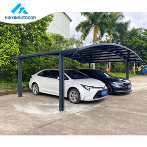 Abri de voiture imperméable Protection solaire <span class=keywords><strong>2</strong></span> poteaux Abri de voiture autoportant Pare-soleil Auvent en aluminium Métal <span class=keywords><strong>Carport</strong></span> - Product Image 2