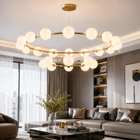 Lustre de salon double couche à bulles circulaires de style nordique, lampe suspendue moderne et simple pour restaurant, luminaire créatif en forme de haricot magique pour chambre à coucher