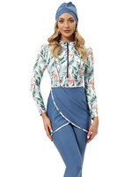Maillot de bain musulman élégant 3 pièces imprimé par sublimation pour femme, magnifique burkini de plage avec pantalon