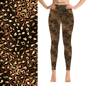 <span class=keywords><strong>Leggings</strong></span> leopardati da donna, collant color oro metallizzato, pantaloni fitness elasticizzati con motivo ghepardo marrone, abbigliamento sportivo - Product Image 1