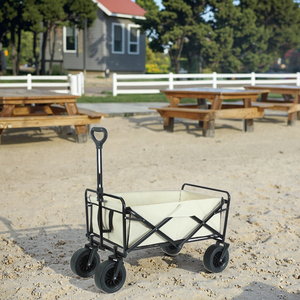 Chariot pliable étendu à grande roue Chariot Chariot Beige pliable Camping Plage Chariot <span class=keywords><strong>de</strong></span> pêche Chariot Chariot - Product Image 6