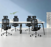 Chaise de bureau ergonomique à dossier haut en maille, avec appui-tête réglable et soutien lombaire, pivotante, pour une utilisation prolongée sur le poste de travail