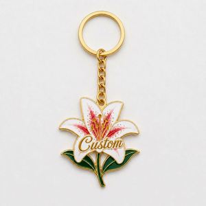 Porte-clés personnalisés par le fabricant, magnifiques porte-clés décoratifs à fleurs, souvenirs promotionnels pour fleuristes, porte-clés en métal - Product Image 2