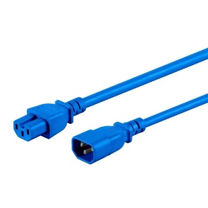 Dây Cáp Nối Dài Nguồn 3FT IEC 320 <span class=keywords><strong>C14</strong></span> Đến C15 Dây Nối Dài Nguồn Màu Xanh Dương 15A SJT 14AWG PDU UPS - Product Image 2