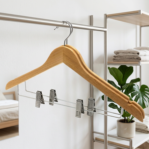 High Quality Premium Natural Wooden <b>Hangers</b> Customized Logo Durable Metal Hook Multifunction 44x5.5cm Modern Design Factory Sale - Product Image 5