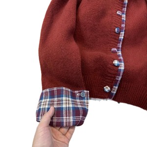 <span class=keywords><strong>Cardigan</strong></span> décontracté ample en tricot pour femme, deux pièces, col rond, boutons, patchwork à carreaux, polypropylène, nouvelle collection automne-hiver 2026 - Product Image 5