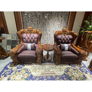 Handgeschnitztes Europäisches Antik-Stil Massivholz-Kingsofa-Set mit Relaxfunktion, Leder, Großes Sofa für Wohnzimmer, Holzsitze - Product Image 3