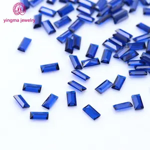 High Quality Rectangle Shape Spinel Gemstone 114# Blue 1.5*3 MM To 3*6 MM Loose Synthetic Spinel Stones For Wax Setting