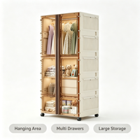 Grande armoire pliable en plastique avec roulettes, tringle à vêtements et étagère amovible – Organisateur de rangement pour vêtements à domicile pour chambre à coucher