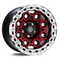 Rines Todoterreno Forjados Junman de 17-20 Pulgadas con Beadlock Rojo y Negro 6x135/139 7 Rines de Aleación OR021 para Camioneta SUV Wrangler para F150