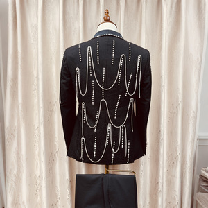 Costume <span class=keywords><strong>homme</strong></span> G102 Fashion Slim Fit, simple boutonnage, 3 pièces, fait main, orné de cristaux, luxe, pour <span class=keywords><strong>mariage</strong></span> ou soirée. - Product Image 5
