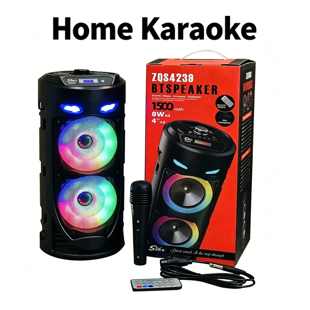 ZQS4239 V2.0 Wireless Speaker IPX2 Waterproof Dual 4-Inch Loudspeaker for Outdoor Square Dance