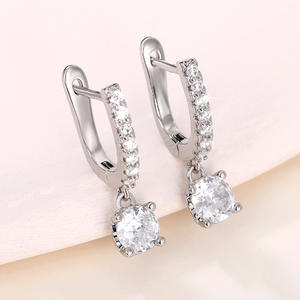 Pendientes de Diamantes de Oro Blanco, Corte Brillante Redondo, Color G, Diamante Natural, Joyería Clásica de Compromiso para Mujer - Product Image 5