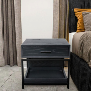 Shane-Table de chevet en bois élégante, moderne et minimaliste, meuble de chambre à coucher fonctionnel pour la maison, appartement, hôtel - Product Image 1