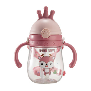 Tasse d'apprentissage pour bébé avec motif couronne et dessin animé, sans BPA, à large ouverture, pour enfants de 1 à 2 ans - Product Image 5