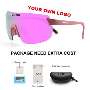<b>Eyewear</b> Manufacturers Custom logo Polarized Sports Glasses Men pink Big Lens Pickleball Cycling Running Sunglasses - Product Image 3