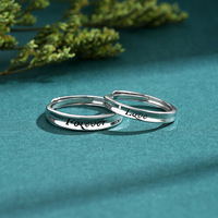 Vintage-Stil Legierung 925 Silber Plattiert Herzform Ewige-Liebe Gravierter Paar-Verlobungsring Einfaches Design Geschenk für Männer Frauen