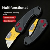 Couteau utilitaire pliable électrique de style japonais, léger, à lame interchangeable par bouton-poussoir, entièrement en plastique, trapézoïdal