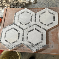 Mosaïque de marbre beige et blanc élégante de haute qualité, forme hexagonale longue, pour mur, sol, crédence, salon, chambre, cuisine
