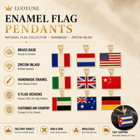 LUOYUNE Mode en gros, Pendentif punk en laiton plaqué or 18K, style drapeau national, avec zircon cubique, breloques drapeau personnalisées pour la fabrication en gros