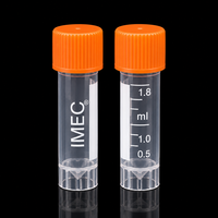 Tube cryogénique de 1,8 ml en PP avec bouchon à vis, autoportant, pour congélation et stockage d'échantillons en laboratoire