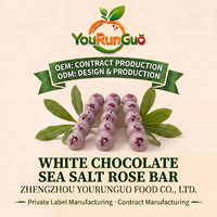 Chocolate Blanco con Sal Marina Premium al por Mayor OEM, Barras Sólidas de Chocolate con Rosa, Snack Floral Dulce a Granel, Caja de 10kg, Directo de Fábrica
