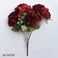 Bouquet de pivoines rose clair à 9 têtes, fleurs en soie, centre de table 47 cm, idéal pour la décoration d'hôtels, de boutiques, de bibliothèques, de bureaux, de halls, de maisons et de mariages - Vente chaude