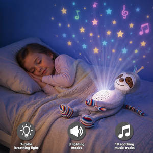 Peluche projecteur apaisante <span class=keywords><strong>pour</strong></span> le sommeil, lumière respirante 7 couleurs, 10 mélodies apaisantes, veilleuse étoilée, jouets en peluche - Product Image 2