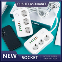 Multiprise standard européenne 3 prises CA, interrupteur principal LED, charge rapide USB Type-C, cordon d'extension 2M en cuivre pur