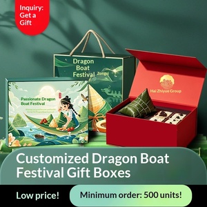Custom Luxury Dragon Boat Festival Zongzi <b>Gift</b> <b>Box</b> with Creative Handle and Printing - Product Image 2