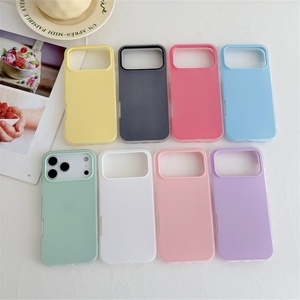 เคสโทรศัพท์แบบเจลลี่ 2 in 1 ผลิตจากซิลิโคน TPU แบบด้าน สีสันสดใส สำหรับ iPhone 17 16 15 14 13 12 air Pro Max สีลูกกวาด วัสดุ TPU PC ขายส่ง - Product Image 1