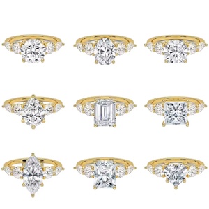 แหวนเพชรแท้ 14K 18K ห้าเม็ด เพชรเลี้ยงในห้องปฏิบัติการ แหวนนิรันดร์ รับรองโดย IGI เพชร 1-5 กะรัต แหวนแต่งงาน - Product Image 1