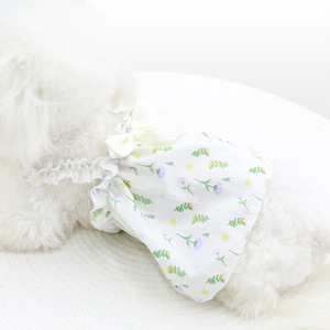 Dog Floral Print Dress Korean Style Cute Summer Pet <b>Clothes</b> for Bichon Frise Teddy Bear <b>Cats</b> - Product Image 1
