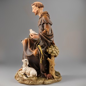 Statues religieuses catholiques en résine, Saint François d'Assise, statue d'église faite à la main, 21 cm de haut, Saint François et les <span class=keywords><strong>animaux</strong></span> - Product Image 3