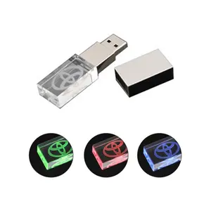 Hot Verkoop Led Licht Up Custom Logo Usb Flash Drive Transparant Flash Drive