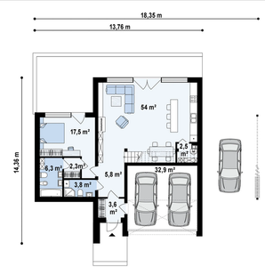 Villa modulaire à deux étages avec toit plat et un grand <span class=keywords><strong>garage</strong></span> pouvant accueillir deux voitures - Product Image 3