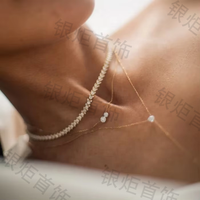 Collier pendentif élégant en argent sterling 925 plaqué or avec double zircon, pour femmes, LOZRUNVE