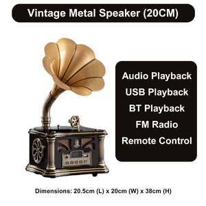 Factory Vintage Gramophone Style CD Player USB FM Radio BT Wireless <b>Home</b> Audio Decor Desktop <b>Music</b> <b>System</b> Gift - Product Image 5