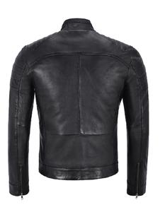 Veste en cuir Nappa noir véritable sur mesure pour homme avec détails en fourrure blanche, fermeture éclair YKK de qualité supérieure, marque privée OEM - Product Image 4