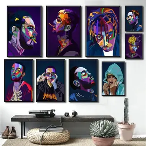 POP Art décor Juice Wrld J Cole Post Malone Mac Miller Travis Scoot rappeur Star Hip Hop Wall Art Canvas Painting Poster